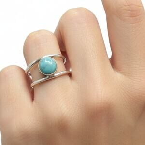 Larimar Ring Sterling Silver 925 Stamped Sz 11.5